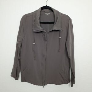 Eileen Fisher Womens Full Zip Track Jacket Size XL Jersey Stretch Gray Collared